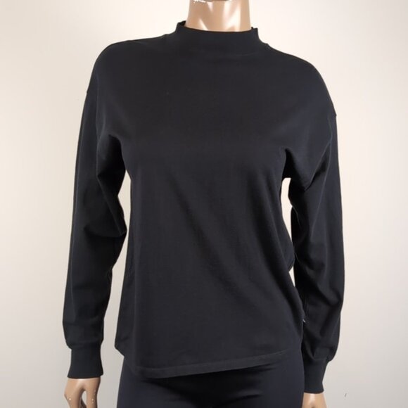 TNA Aritzia Mock Neck Top Long Relaxed Boyfriend Sleeve Cotton Jersey Pullover - Picture 10 of 10